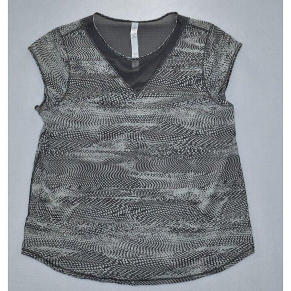 Lululemon For The Run Tank Short Sleeve Athletic Shirt Gray Mesh Top Size 8 - Picture 1 of 8
